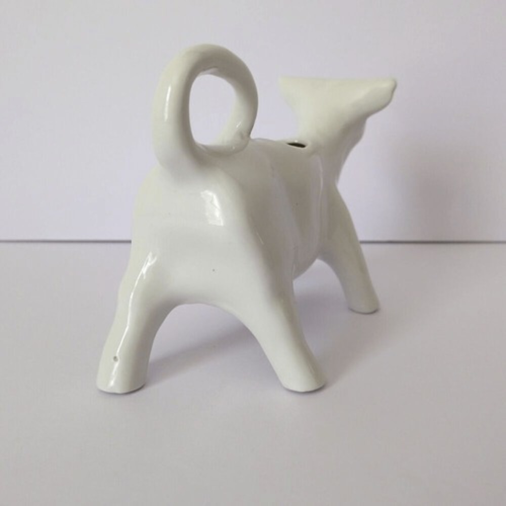 Porcelain Cow Creamer White 4 oz Pitcher - Picture 2 of 5